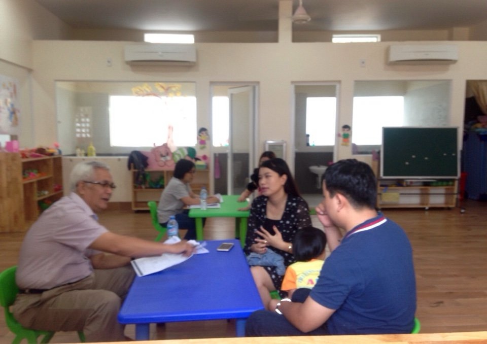 Doctors interviewing children